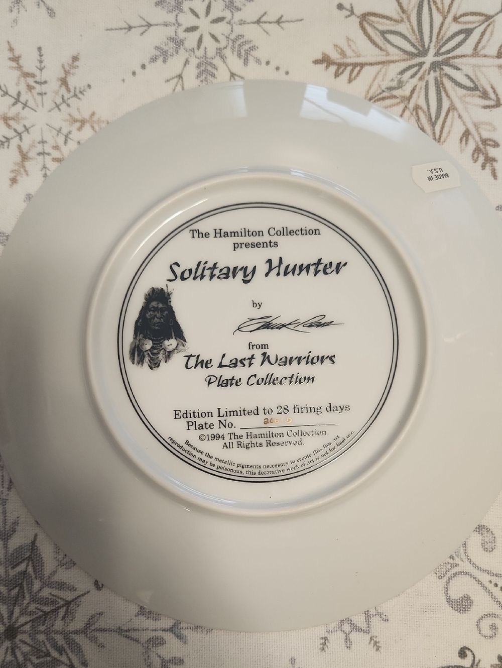 "Solitary Hunter" Decorative Plate - White